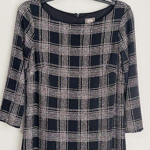 Holiday Dress Vince Camuto Size 10 Black Sparkle Silver Glitter Special Occasion - Picture 5 of 16